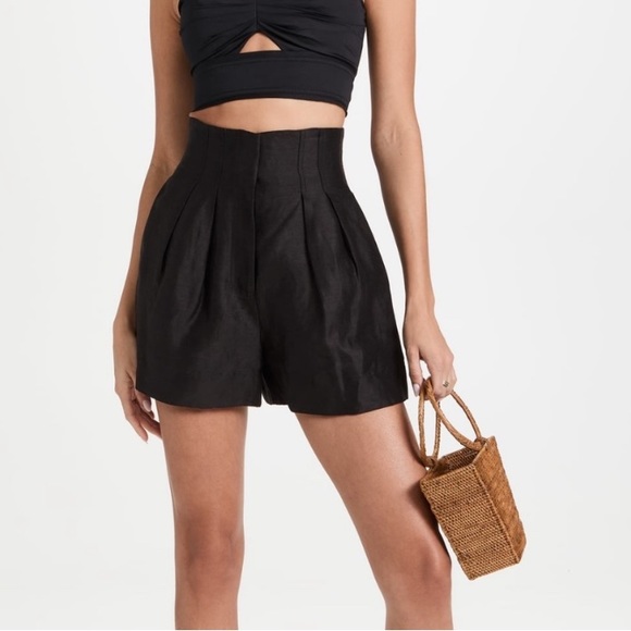 Aje Pants - Aje 6 Black Evermore Flip Shorts High Waisted